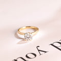 Solid Gold Tulip Floral Hidden Halo Round Moissanite Engagement Ring, Anniversary Gift for Her
