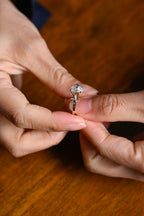 Solid Gold Leaf Ring, Marquise Moissanite Engagement Ring, Proposal Ring