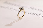 Solid Gold Pear Moissanite Engagement Ring, Half Eternity & Halo Promise/Proposal Ring