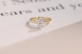 Solid Gold Two Tone Marquise Moissanite Engagement Ring, Unique Proposal Ring