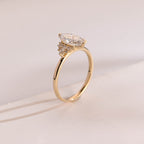 Solid Gold Marquise Moissanite Engagement Ring with Accent Stones