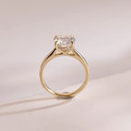 Solid Gold Round Cut Moissanite Engagement Ring, Anniversary Gift for Her