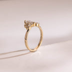 Solid Gold Marquise Moissanite Engagement Ring with Accent Stones
