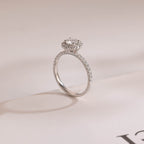 Solid Gold Sunflower Round Moissanite Engagement Ring, Half Eternity Promise Ring