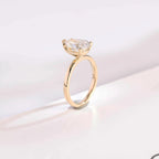 Solid Gold Minimalist Pear Moissanite Engagement Ring
