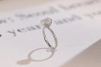 Solid Gold Tulip Flower Pave Pear Moissanite Engagement Ring, Promise Ring