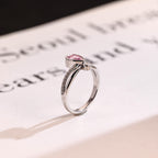 Solid Gold Pear Cut Purple Lab Grown Sapphire Engagement Ring, Split Shank Promise Ring