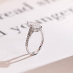 Solid Gold Half Eternity Marquise Cut Moissanite Engagement Ring, Proposal Ring