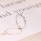 Solid Gold Round Moissanite Engagement Ring, Nature Inspired Proposal Ring