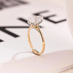 Solid Gold Oval Moissanite Engagement Ring, Six Prongs Promise Ring