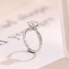 Solid Gold Floral Round Moissanite Engagement Ring, Twisted Band Anniversary Ring