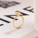 Solid Gold Minimalist Pear Moissanite Engagement Ring, Dainty Promise Ring