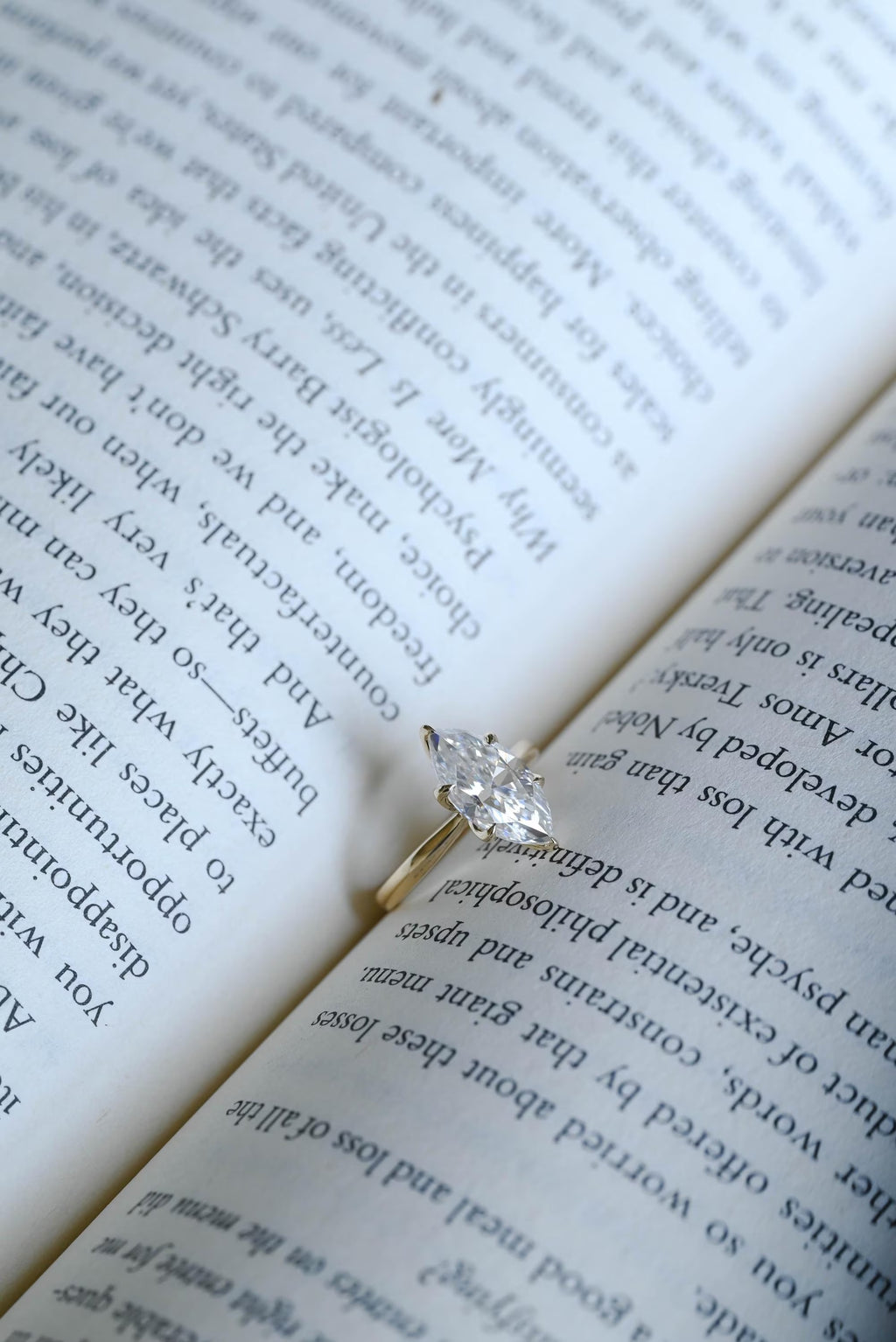 Solid Gold Tulip Floral Ring, Marquise Moissanite Engagement Ring, Cathedral Ring