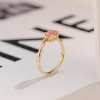 Solid Gold Oval Cut Moissanite Pink Sapphire Engagement Ring, Promise Ring