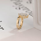 Solid Gold 3.5mm Wide Band Marquise Moissanite Engagement Ring