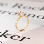 Solid Gold Tulip Floral Marquise Moissanite Engagement Ring