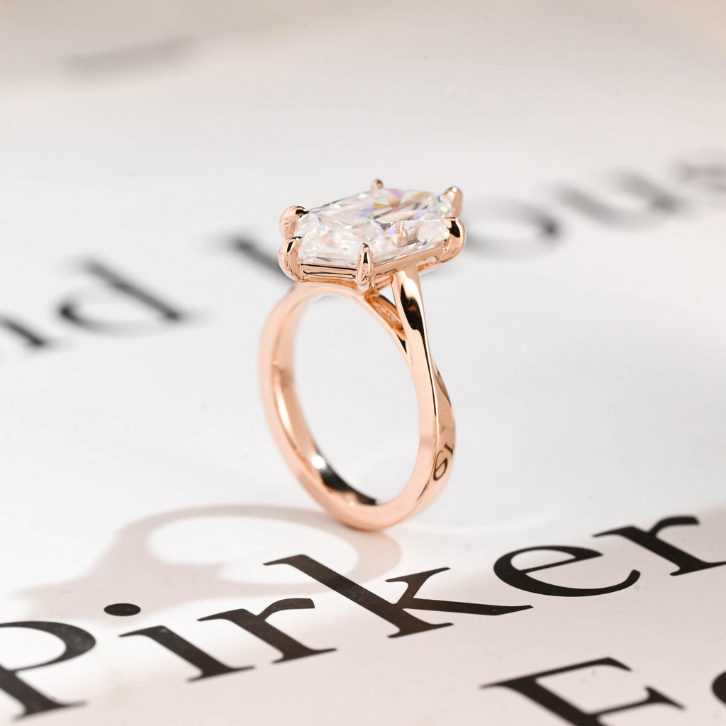 Solid Gold Dutch Marquise Moissanite Ring, Timeless Engagement Ring