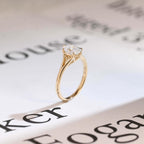 Solid Gold Six Prongs Oval Moissanite Engagement Ring with Bar, Promise Ring