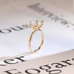 Old Mine Round Cut Moissanite Engagement Ring, Solid Gold Proposal Ring