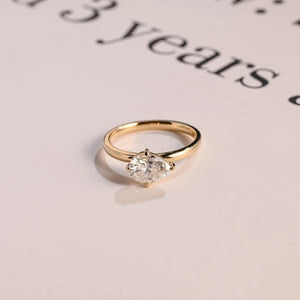 Solid Gold East-West Pear Moissanite Engagement Ring
