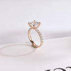 Solid Gold Princess Cut Moissanite Engagement Ring, Anniversary Gift for Her