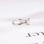Solid Gold Princess Cut Moissanite Engagement Ring, Art Deco Ring