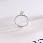 Solid Gold Solitaire Oval Cut Moissanite Engagement Ring with Six Prongs