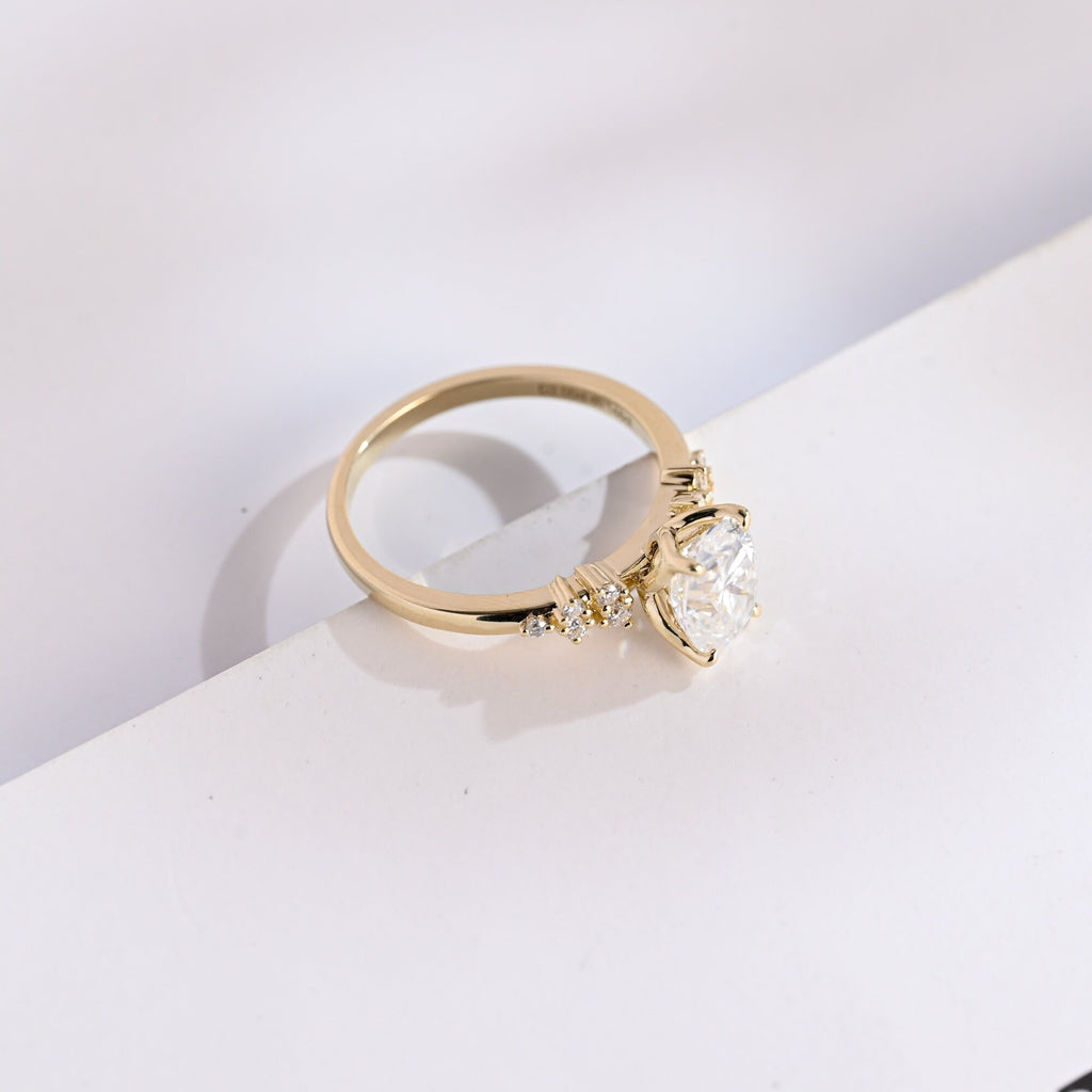 Solid Gold Oval Cut Moissanite Engagement Ring, Promise Ring