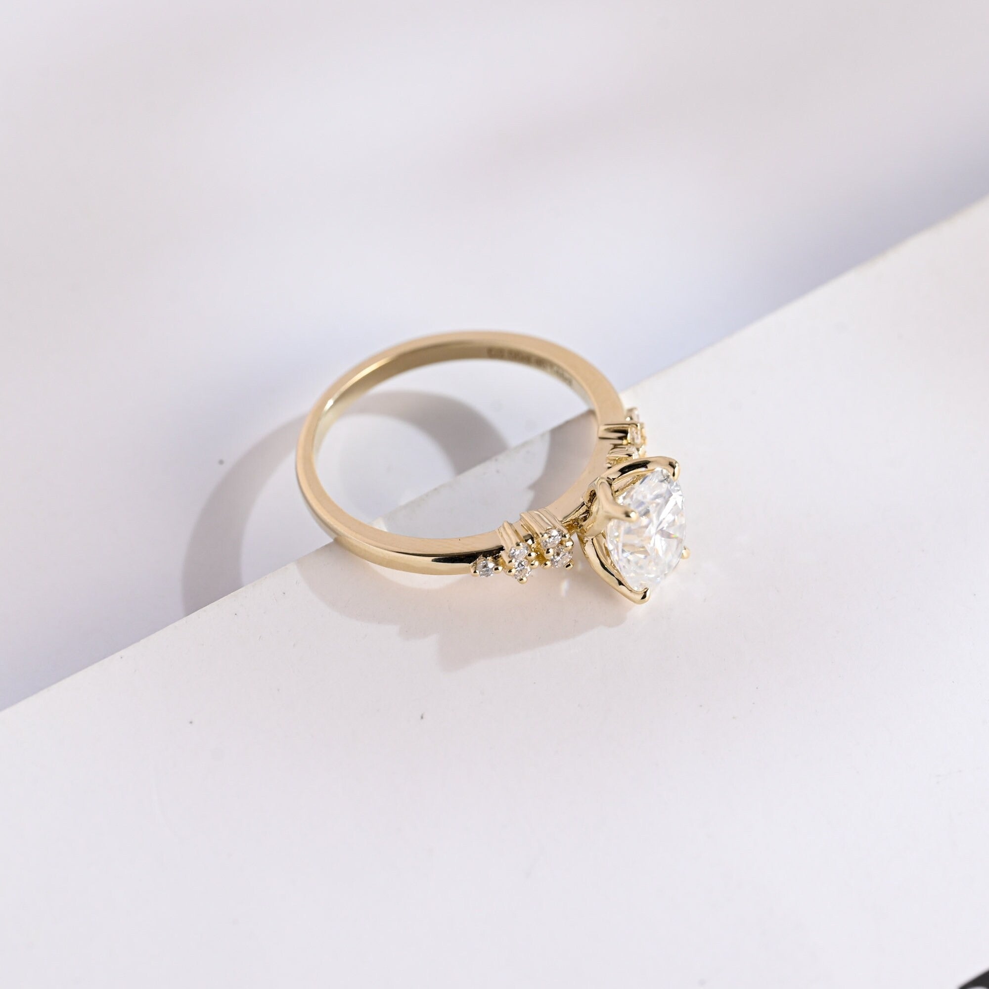 Solid Gold Oval Cut Moissanite Engagement Ring, Promise Ring