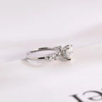 Solid Gold Oval Cut Moissanite Engagement Ring with Hidden Halo