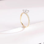 Solid Gold Two Tone Princess Cut Moissanite Engagement Ring, Anniversary Gift for Her