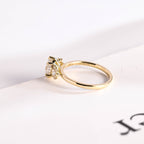 Solid Gold Oval Cut Moissanite Engagement Ring, Vintage Promise Ring