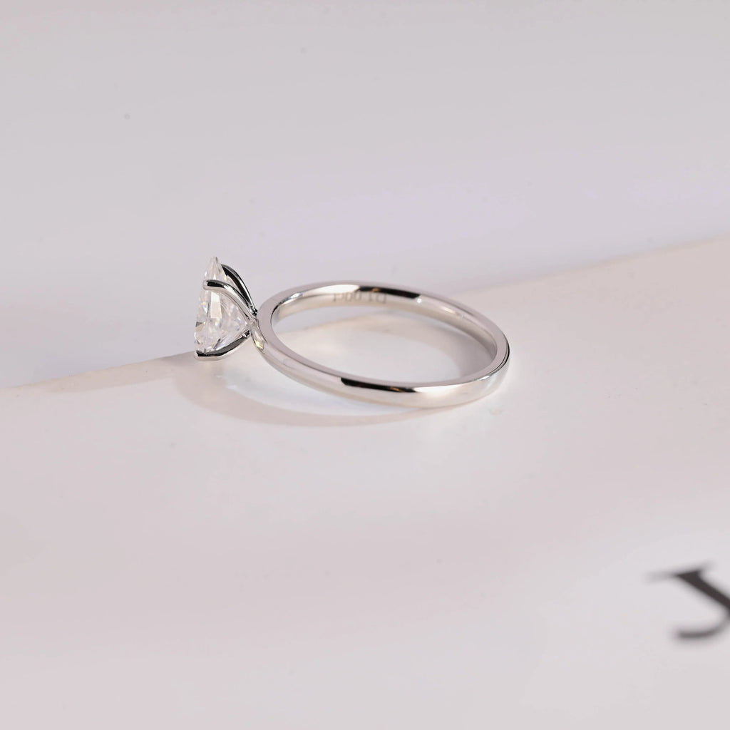 Solid Gold Pear Cut Moissanite Engagement Ring,