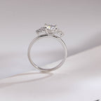 Three Stone Round Moissanite Engagement Ring, Solid Gold Dainty Anniversary Ring