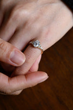 Solid Gold Oval Cut Cluster Moissanite Engagement Ring, Promise Ring