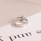 Solid Gold Pear Cut Moissanite Engagement Ring, Double Band Ring