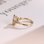 Solid Gold Oval Moissanite Engagement Ring, Filigree Wedding Ring