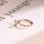 Solid Gold Pear Cut Moissanite Engagement Ring, Half Pave Proposal Ring