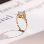 Solid Gold Princess Cut Moissanite Engagement Ring, Custom-Made Ring Available