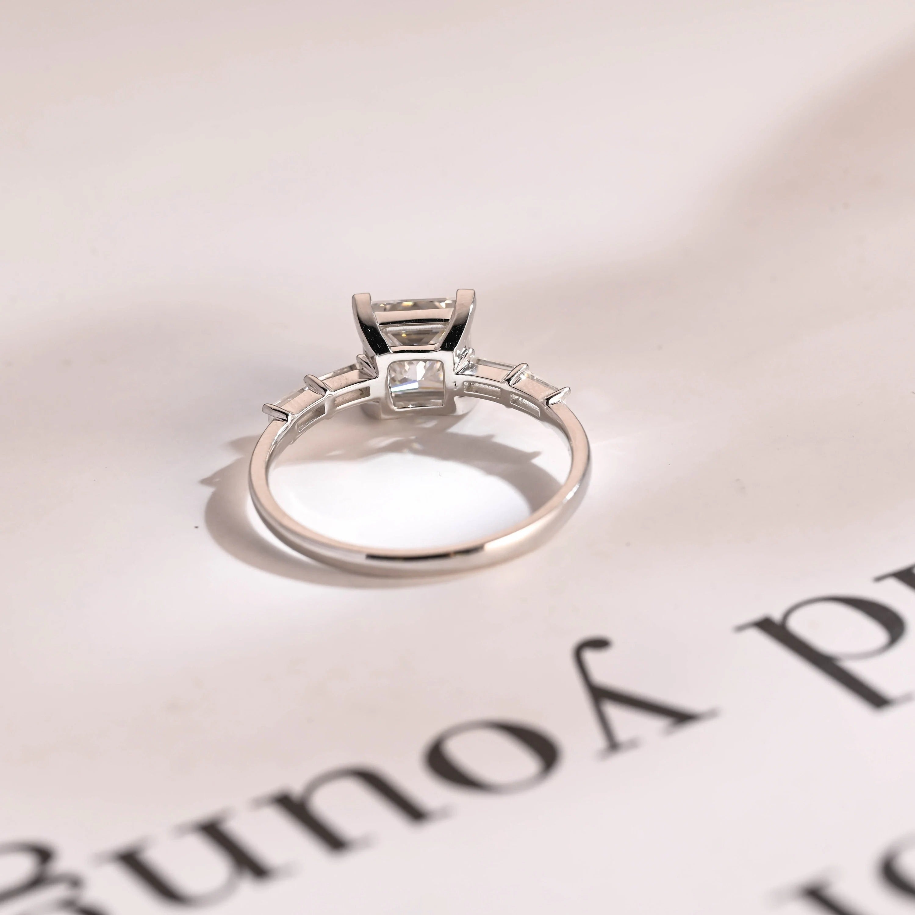 Solid Gold Princess Cut Moissanite Engagement Ring, Dainty Promise Ring