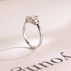 Solid Gold Emerald & Baguette Cut Moissanite Engagement Ring, Minimalist Cluster Bezel Ring
