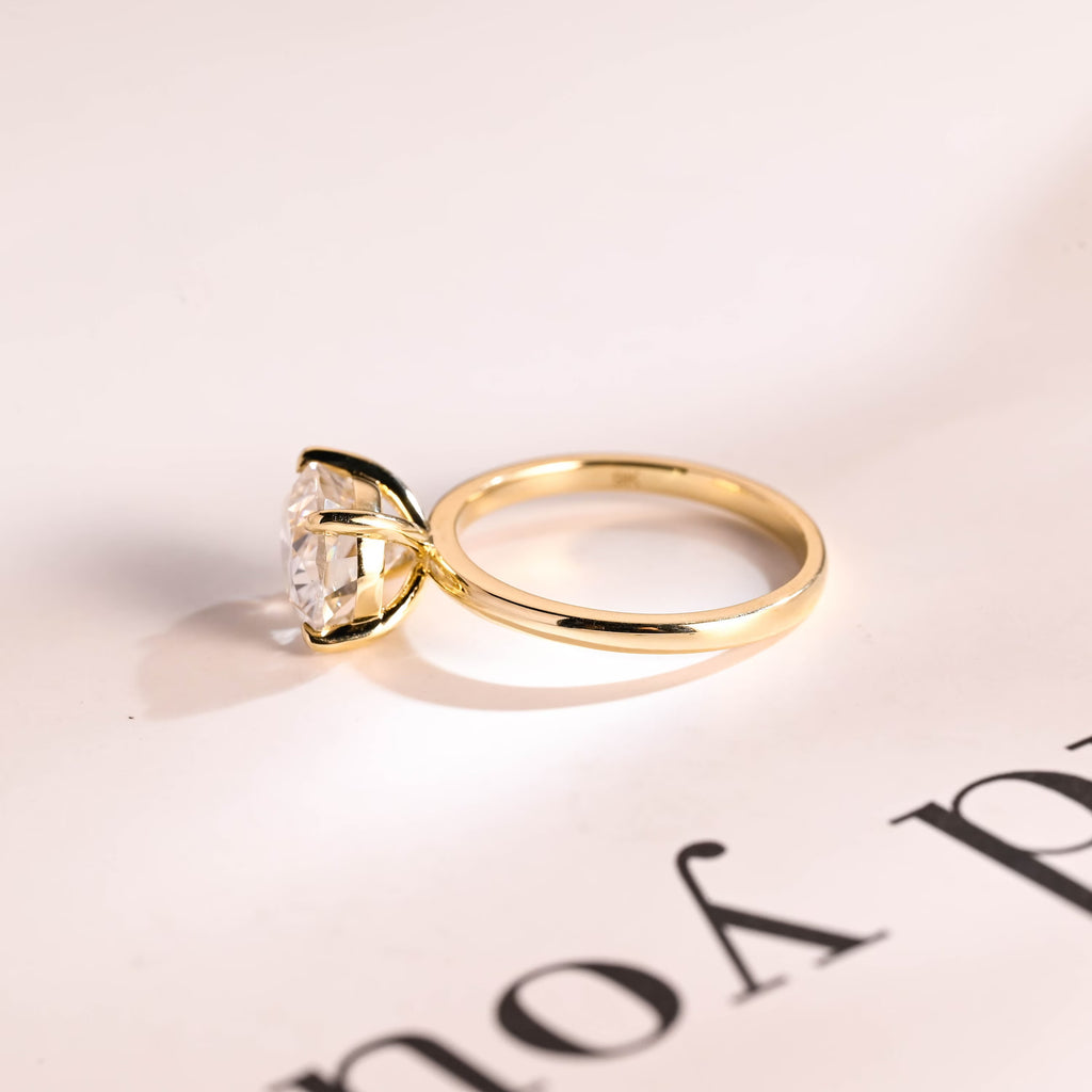 Solid Gold East-West Solitaire Oval Cut Moissanite Engagement Ring, Promise Ring