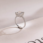 Solid Gold Half Eternity Princess Cut Moissanite Engagement Ring, Promise Ring