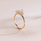 Solid Gold Marquise Moissanite Engagement Ring with Accent Stones