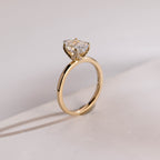 Solid Gold Tulip Flower Pave Crushed Ice Pear Moissanite Engagement Ring