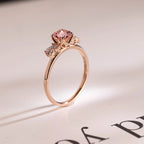 Solid Gold Round Cut Pink Sapphire Engagement Ring, Promise Ring