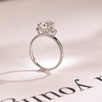 Solid Gold Pear Moissanite Engagement Ring with Accent Stone, Tear Drop Ring