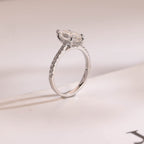 Solid Gold Marquise Cut Moissanite Engagement Ring with Hidden Halo