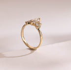 Solid Gold Marquise Moissanite Engagement Ring with Accent Stones