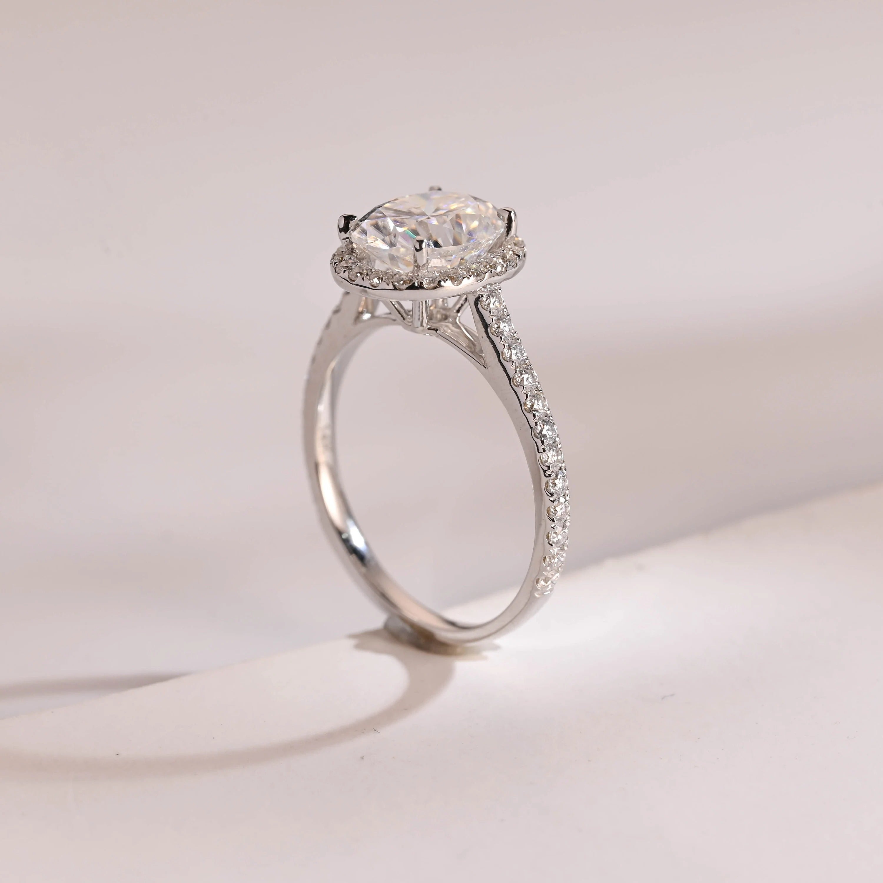 Solid Gold Oval Moissanite Engagement Ring with Ruby & Emerald (Copy) Secondary image